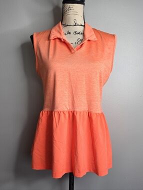 Under Armour Women's HeatGear Sleeveless Peplum Golf Polo - Orange - Size Large